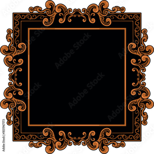 featuring a unique frame ornament design with a combination of brown and black colors