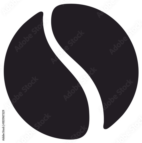 Stylized dark coffee bean simple graphic element for cafe branding and beverage product packaging design