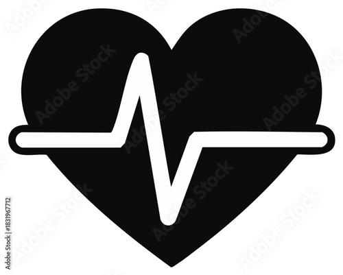 Heartbeat symbol with heart shape and medical pulse