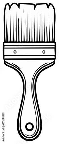 Paintbrush black and white outline illustration for painting and design projects