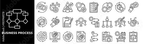 Business Process  icon collection set. Containing design workflow, process, operation control, business automation, optimization 