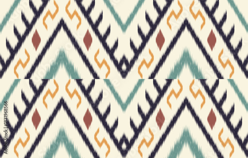 Ethnic abstract ikat art. Aztec ornament print. geometric ethnic pattern seamless  color oriental.  Design for background ,curtain, carpet, wallpaper, clothing, wrapping, Batik, vector illustration.