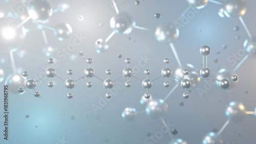 Fototapeta Naklejka Na Ścianę i Meble -  capric acid molecular structure, 3d model molecule, saturated fatty acid structural chemical formula view from a microscope