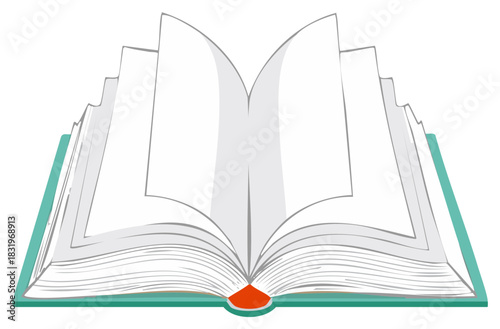 Open book with blank pages illustration, reading and education, publishing and knowledge concept, literature