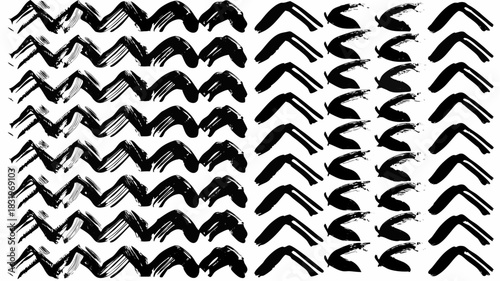 Dynamic brushstroke pattern with expressive black ink marks creating a bold, graphic texture, ideal for modern backgrounds, artistic projects, and creative designs