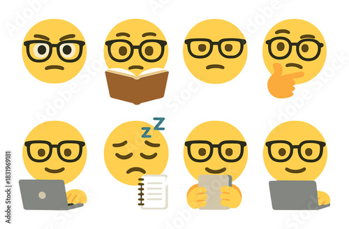Emojis express emotions: thinking, sleeping, reading, and technology interaction