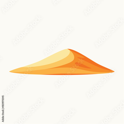 Stylized Sandy Dune With Smooth Curves And Gradient Lighting Under Clear Sky On White Background