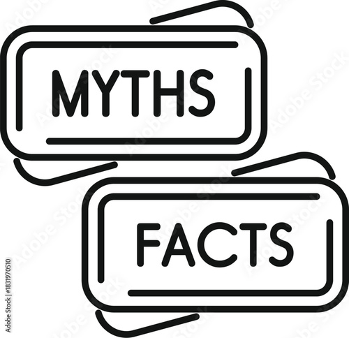 Two outlined speech bubbles comparing myths and facts