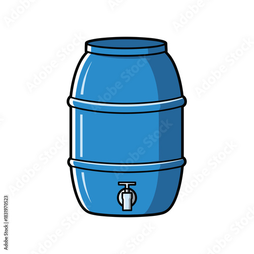 Blue water barrel with tap, liquid storage and outdoor utility solution