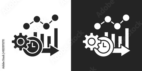 Time Icon In Black And White Glyph Style