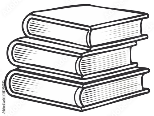 Stacked books illustration simple outline drawing educational learning concept