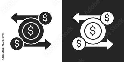 Cash Flow Icon In Black And White Glyph Style
