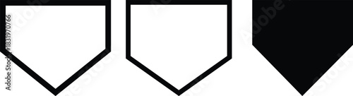 outline silhouette home plate baseball icon set isolated on white background.Vector art of a collection of baseball home base icons with crossed bats isolated on white background