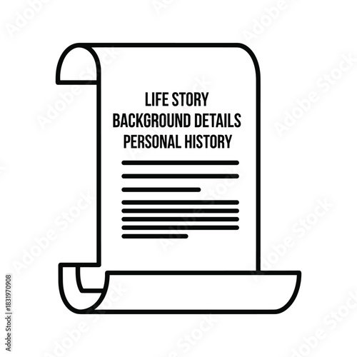 Life Story, Background Details, Personal History Scroll Icon