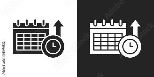Time Management Icon In Black And White Glyph Style