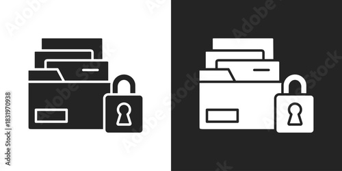 Secure Icon In Black And White Glyph Style