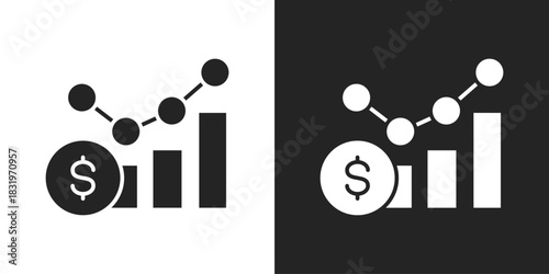 Growth Icon In Black And White Glyph Style