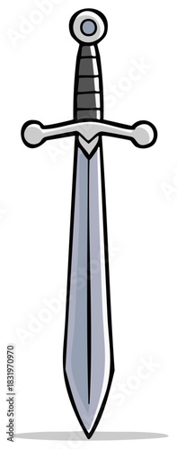 Medieval Sword Illustration Silver Metal Handle Fairytale Weapon Armament Blade