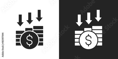 Deficit Icon In Black And White Glyph Style