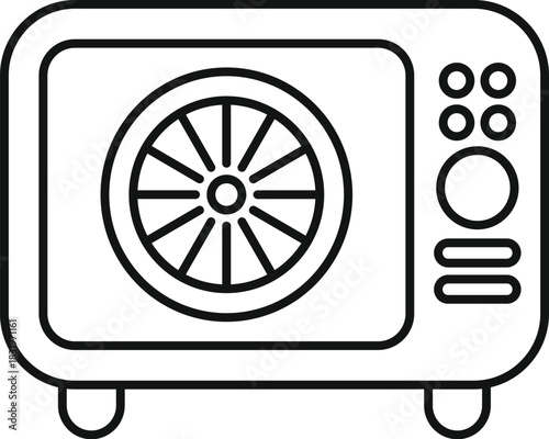 Microwave oven line art icon presenting a common kitchen appliance