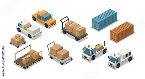 Isometric cargo transportation vehicles and containers for logistics design