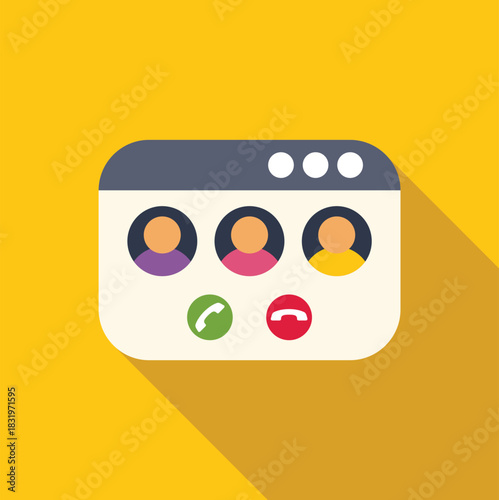 Browser window showing three user profiles participating in a conference call