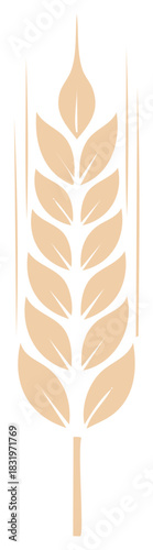 Stylized Golden Wheat Stalk Icon Minimalist Farm Grain Symbol
