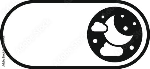 Ui toggle switch indicating activating dark mode or theme settings with a visible moon