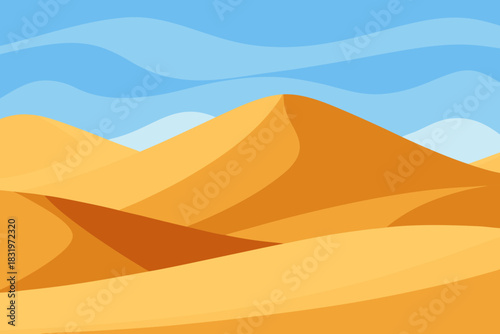 Desert sand dunes with soft shadows simple vector illustration