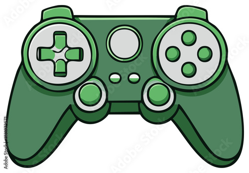 Green Video Game Controller Gaming Device Illustration