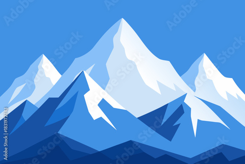 Mountain range covered in snow simple vector illustration
