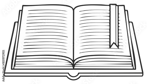 Open Book with Bookmark Illustration