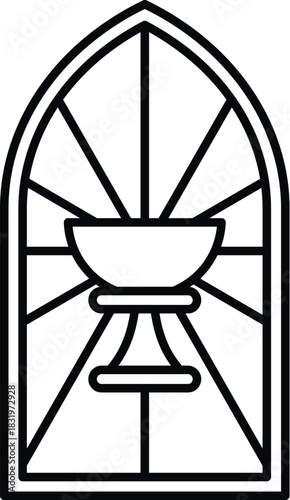 Chalice icon symbolizing eucharist and christian faith in a church window