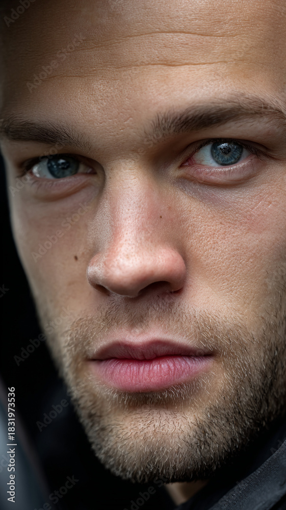 Obraz premium A young brutal man driving a car.