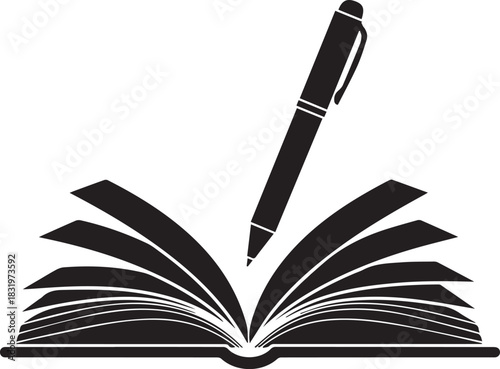 Open book with a pen symbolizing writing and knowledge