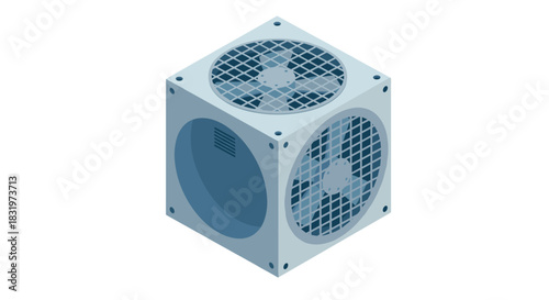 Isometric air conditioning unit on white background: industrial hvac system design