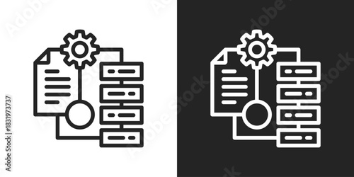 Process Icon In Black And White Line Style