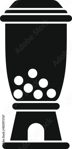 Gumball machine silhouette graphic with candy inside illustrating vending and treats concept