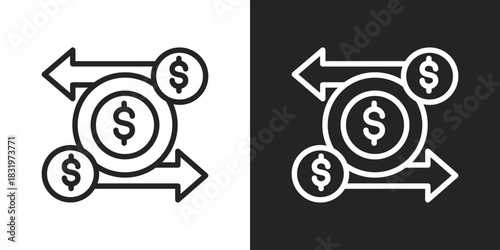 Cash Flow Icon In Black And White Line Style
