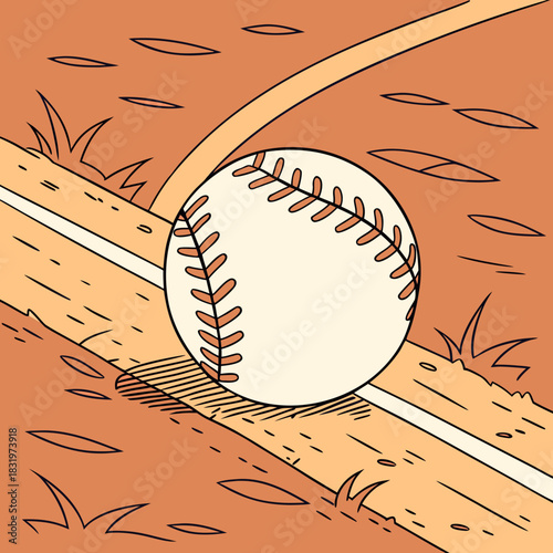Baseball field vector for sports, recreational, or event design projects. Captures exciting baseball game on vibrant green field, perfect for graphics.