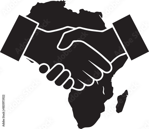 African continent handshake symbol of unity and partnership
