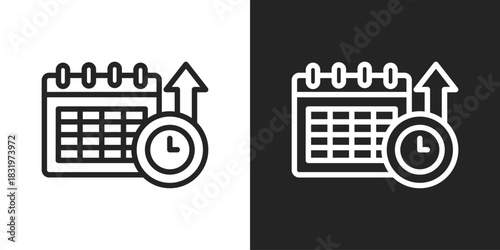 Time Management Icon In Black And White Line Style