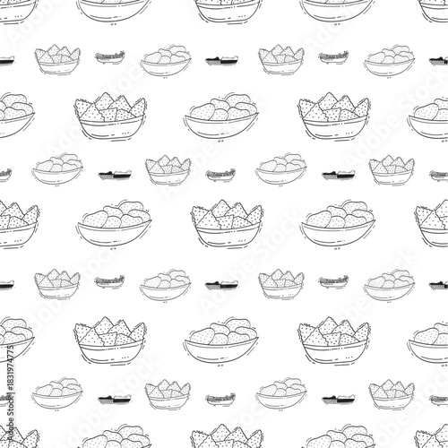 hand drawn chips seamless pattern background