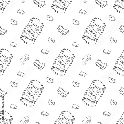 hand drawn chips seamless pattern background