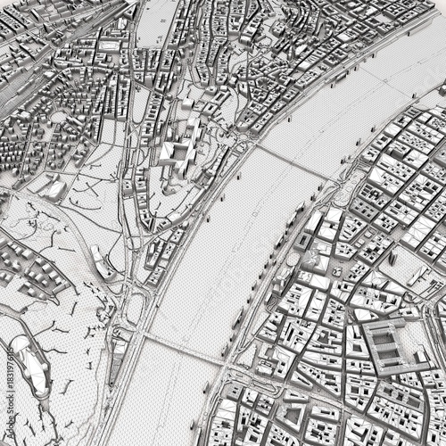 Cityscape Budapest Hungary, 3D Rendering