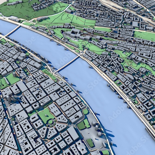 Cityscape Budapest Hungary, 3D Rendering