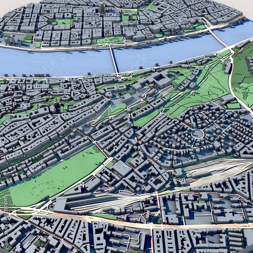 Cityscape Budapest Hungary, 3D Rendering