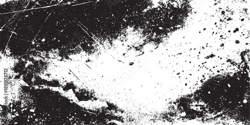 Dirty or dust film grain speck grit grunge overlay on white background grain noise Speckle grain dot white Vintage black and white cracked wall texture with dirty grunge effect. Vector old grunge wall