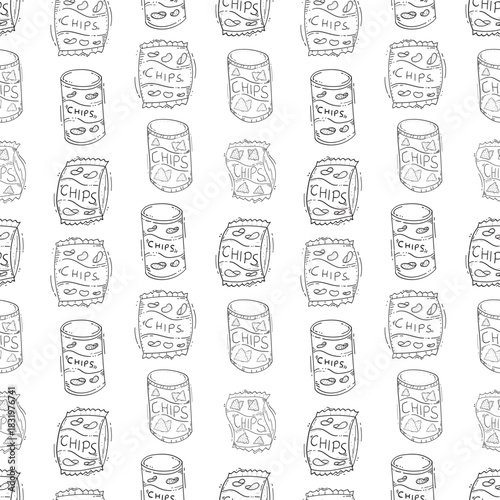 hand drawn chips seamless pattern background