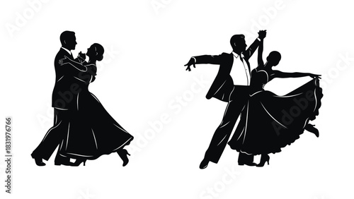 Ballroom dance lessons near me dance silhouette vector image